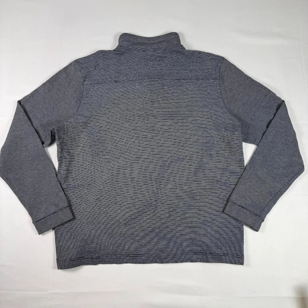 Boss Hugo Boss Pullover Mens XXL Blue Gray Striped 1/4 Zip Regular Fit